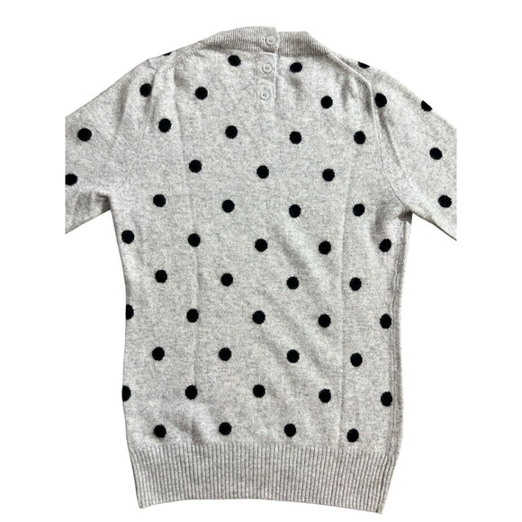 J.Crew 100% Cashmere Gray Sweater Black Polka Dot Women’s Sz XS - Picture 10 of 10